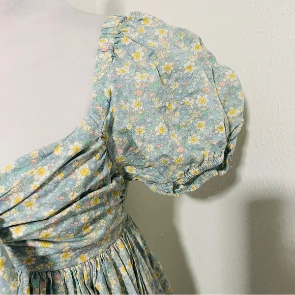Anthropologie Mable Med Floral Print Puff Sleeve Babydoll Pleated Line Dress EUC - Picture 4 of 11